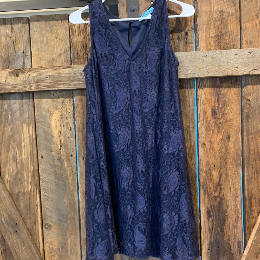 Navy lace sleeveless dress